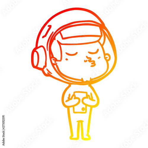 warm gradient line drawing cartoon confident astronaut