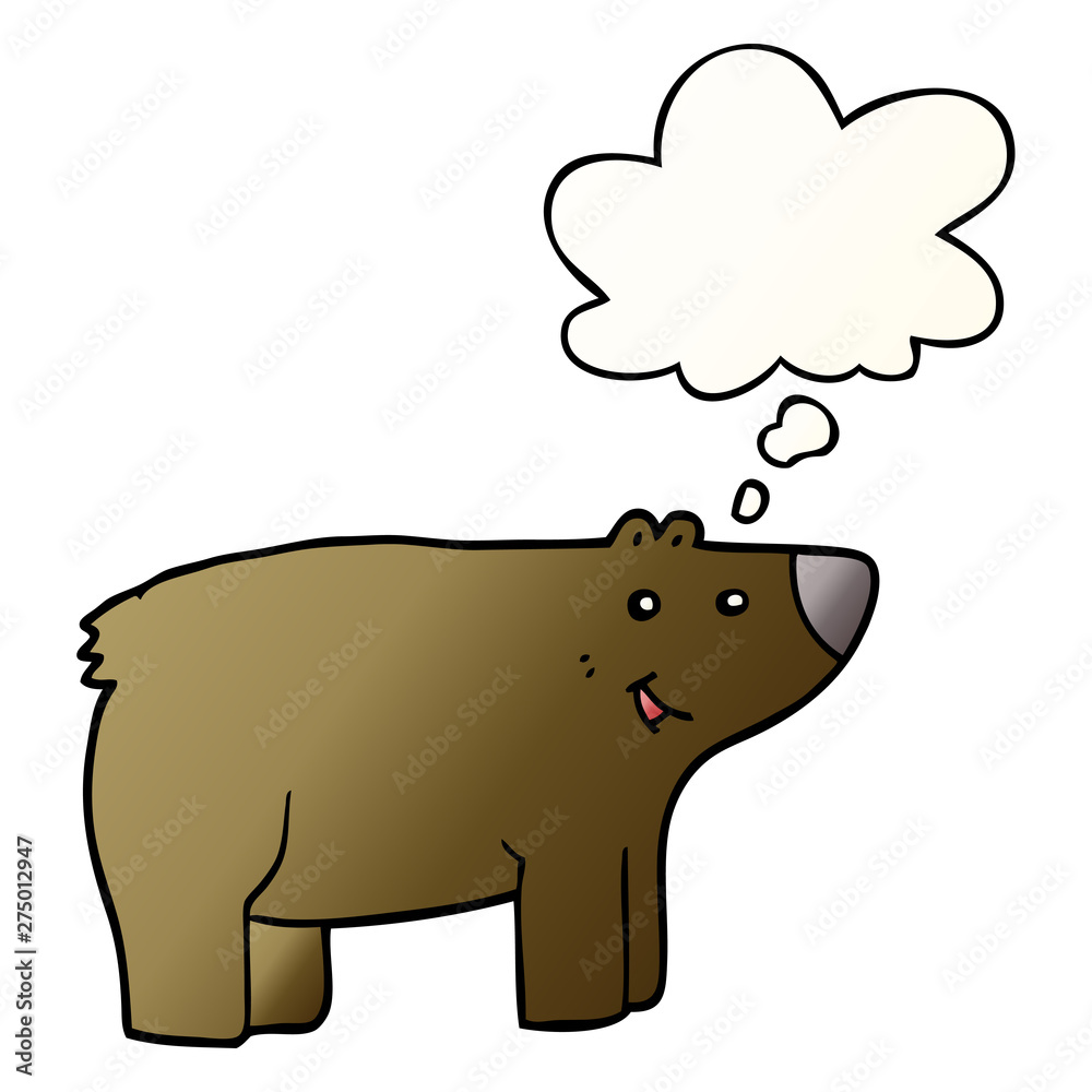 cartoon bear and thought bubble in smooth gradient style cartoon bear and thought bubble in smooth gradient style