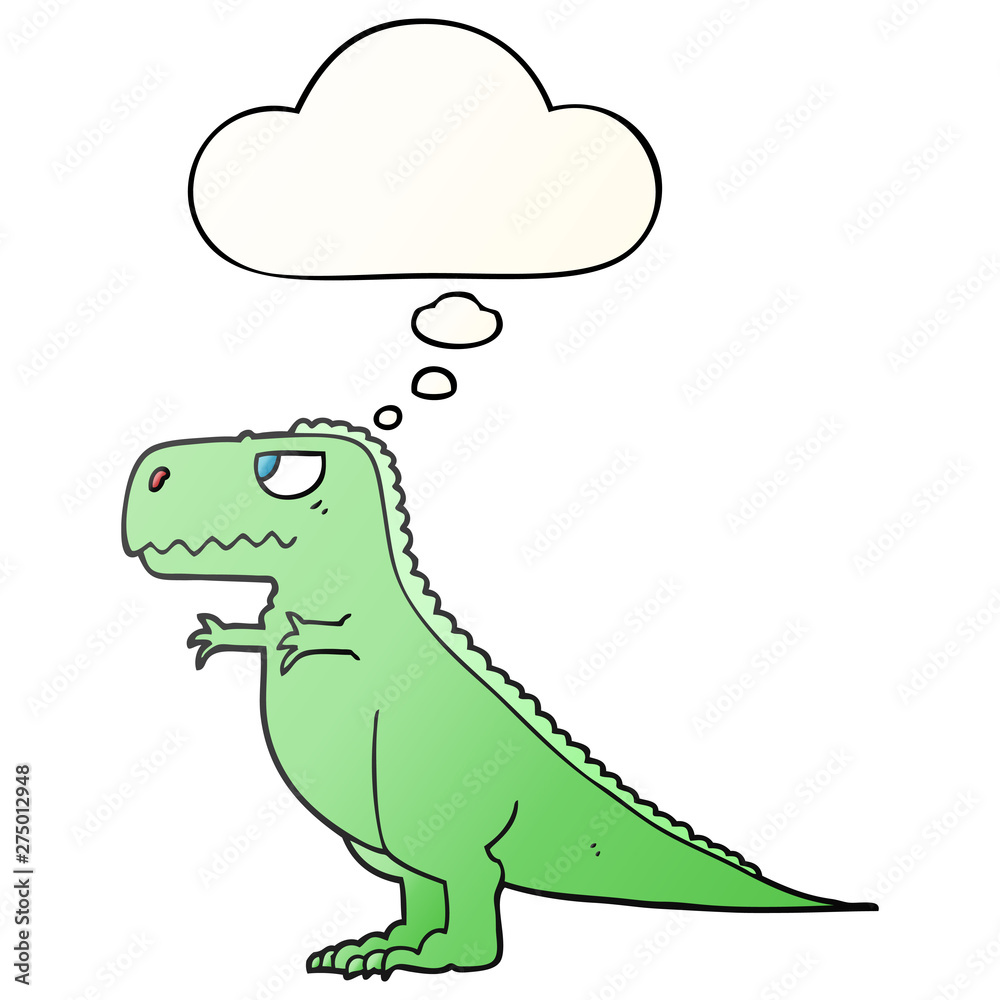 Fototapeta premium cartoon dinosaur and thought bubble in smooth gradient style