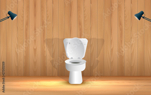 white toilet in the wooden toilet room