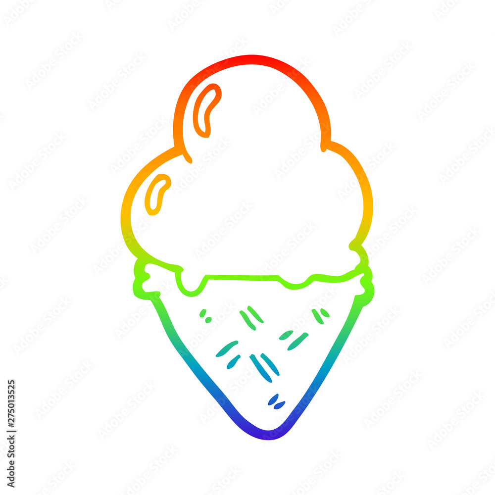 rainbow gradient line drawing cartoon ice cream rainbow gradient line drawing cartoon ice cream