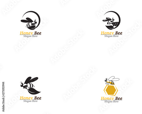 Bee and Honey comb logo template icon vector © arif23