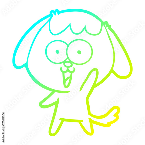 cold gradient line drawing cute cartoon dog