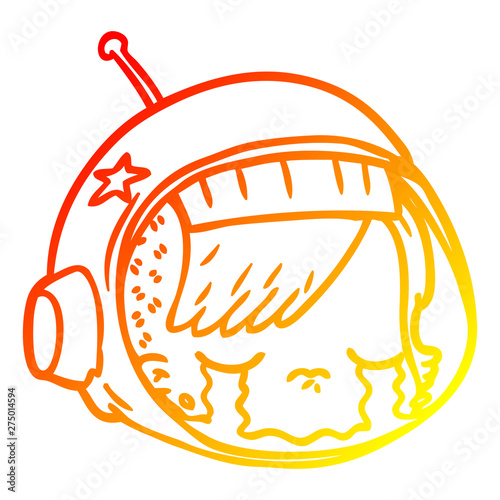 warm gradient line drawing cartoon astronaut face crying
