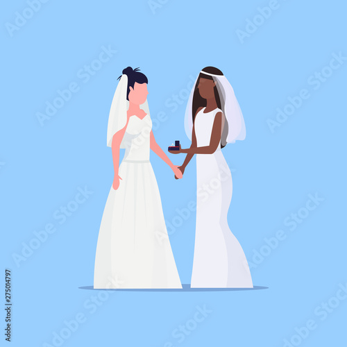 Lesbian brides couple same gender happy married