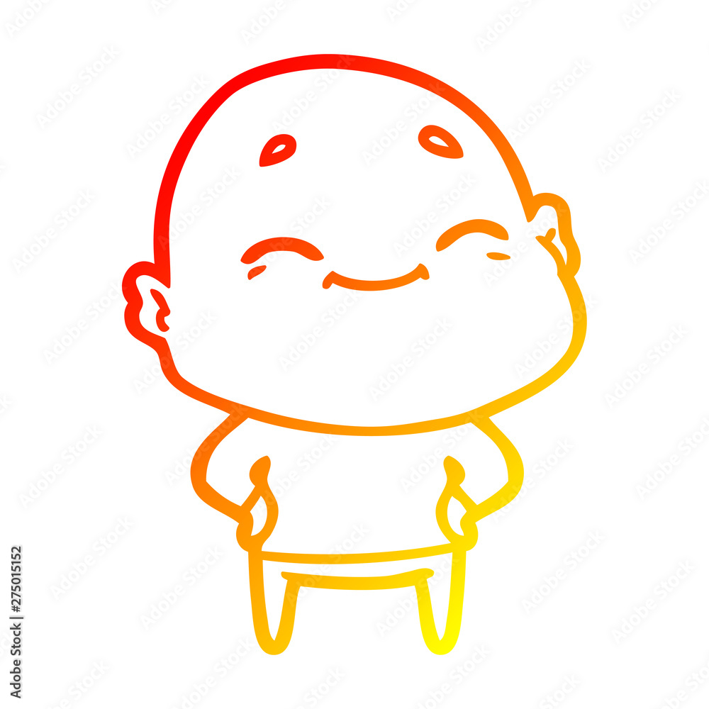 warm gradient line drawing cartoon happy bald man