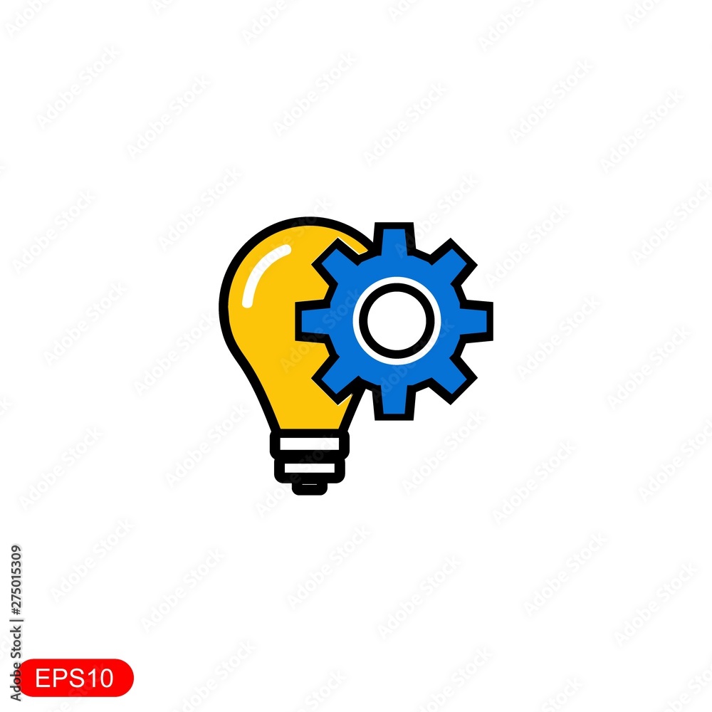 Idea lamp power icon in trendy flat style.vector ilustration Idea lamp power icon in trendy flat style.vector ilustration
