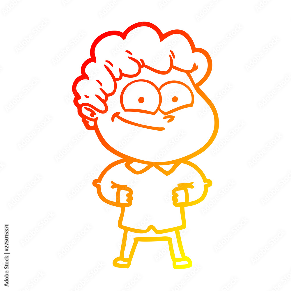 warm gradient line drawing cartoon happy man warm gradient line drawing cartoon happy man