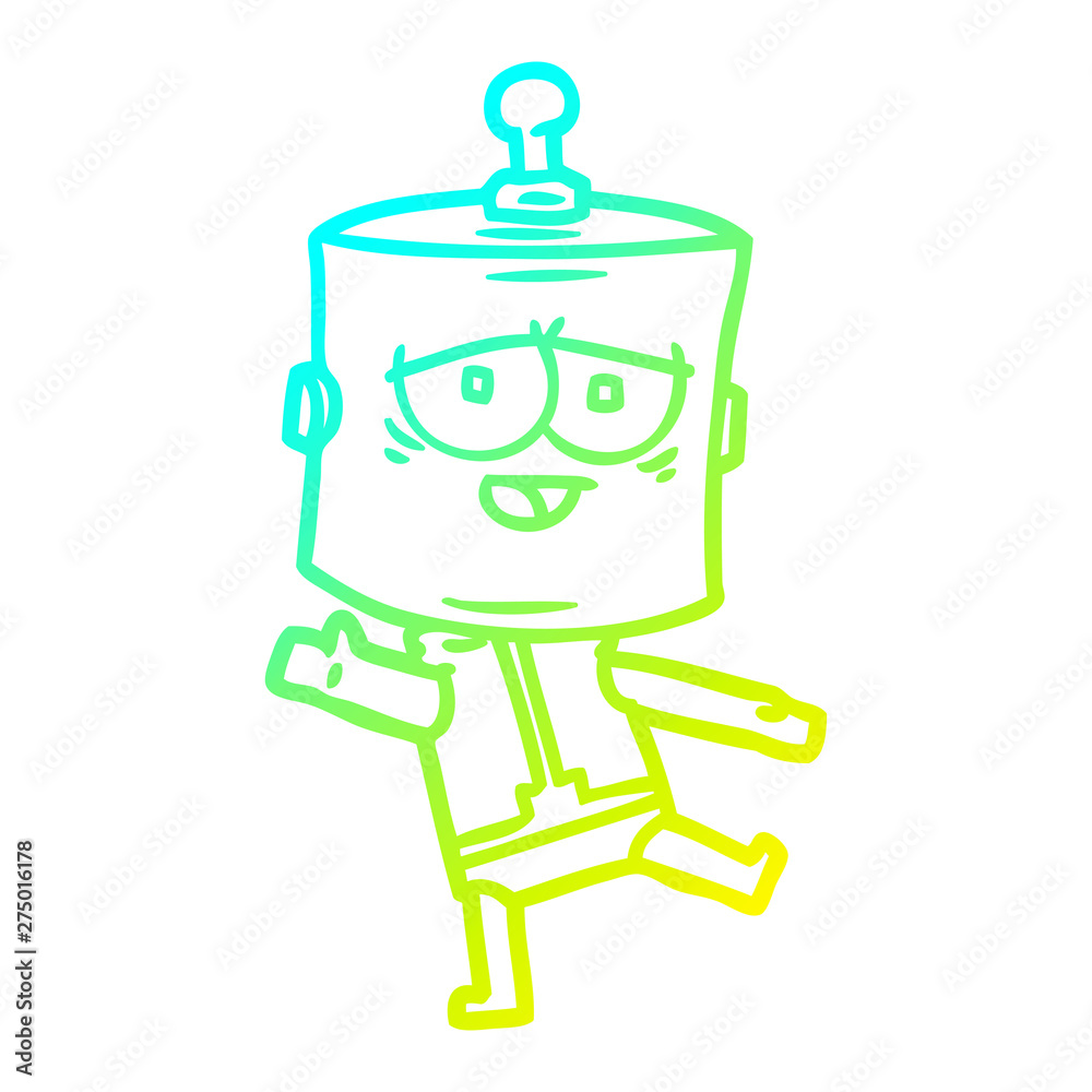 cold gradient line drawing cartoon robot