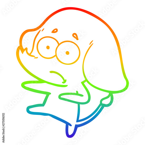 rainbow gradient line drawing cartoon unsure elephant
