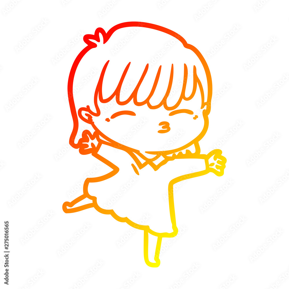 warm gradient line drawing cartoon woman warm gradient line drawing cartoon woman