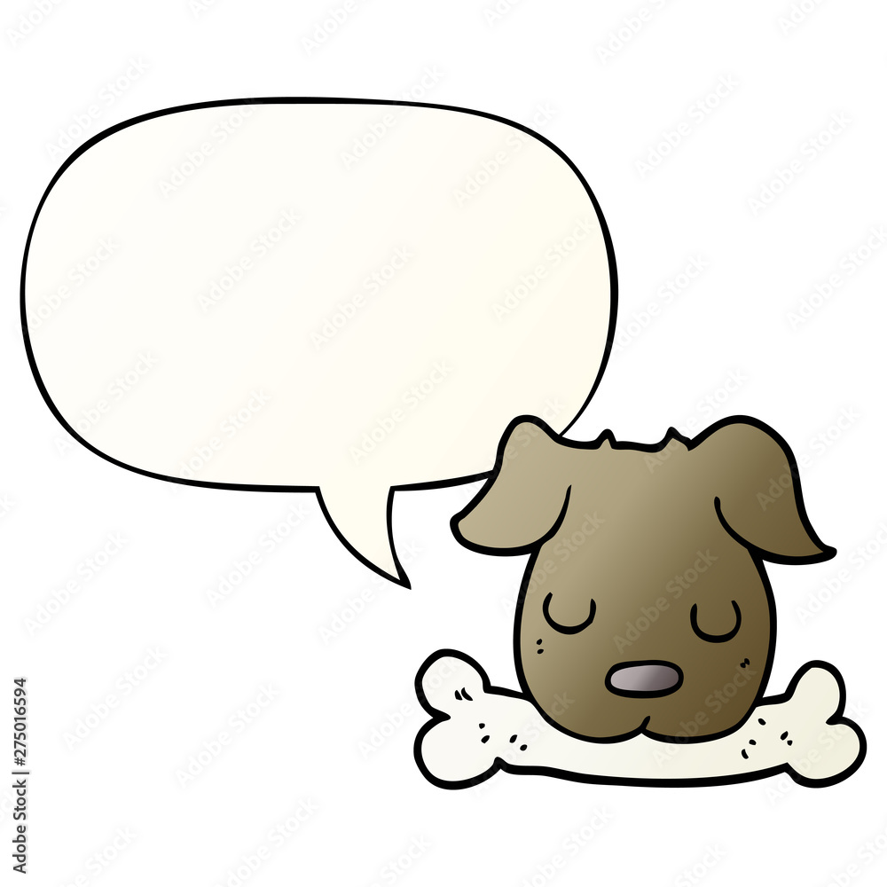 cartoon dog and bone and speech bubble in smooth gradient style cartoon dog and bone and speech bubble in smooth gradient style