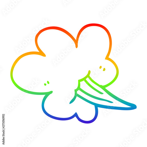 rainbow gradient line drawing cartoon whooshing cloud
