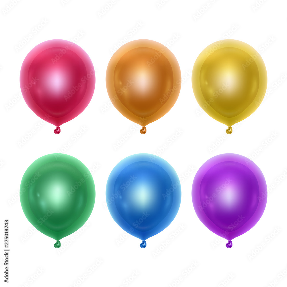 Vector balloons set isolated on white background. bright colorful balloons on white background. Festive decoration element for Valentine's Day or Wedding. Vector Eps 10 illustration