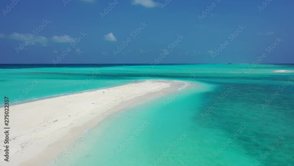 Perfect Wild Sandy Maldives Beach With Turquoise crystal clear sea water, aerial drone slow dolly in shot Perfect Wild Sandy Maldives Beach With Turquoise crystal clear sea water, aerial drone slow dolly in shot