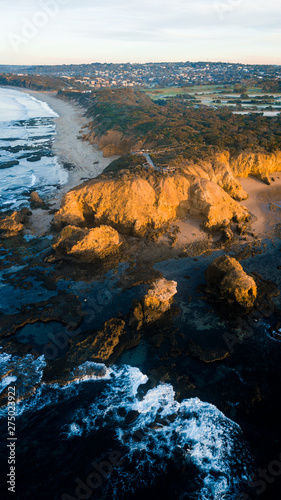 Aerial View of Rugged Coastline Along the Great Ocean Road, Australia