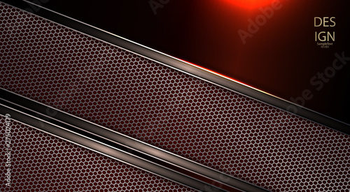 Abstract red composition with textural light frames with shiny edging