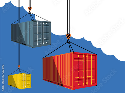 Shipping container on blue sky