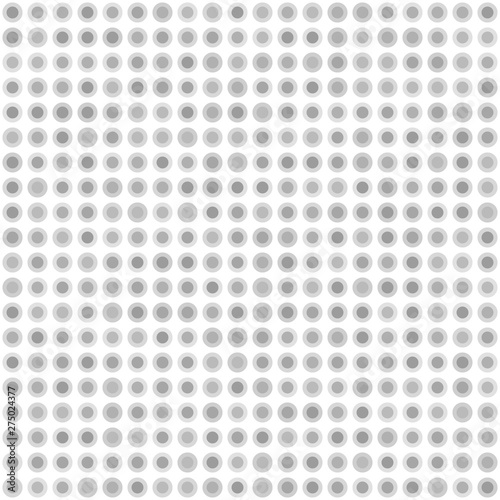 Grey polka dot pattern with rings. Seamless vector background