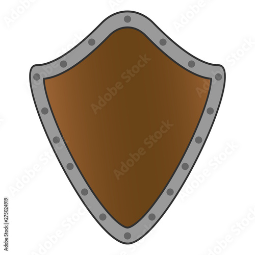 flat icon of an ancient shield with rivets on the edge