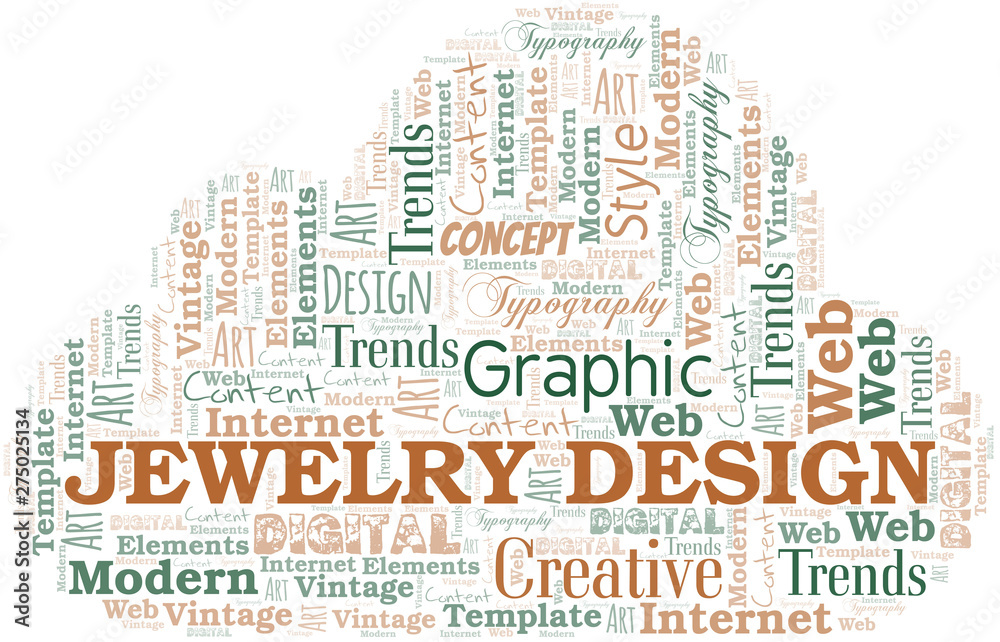 Jewelry Design word cloud. Wordcloud made with text only.