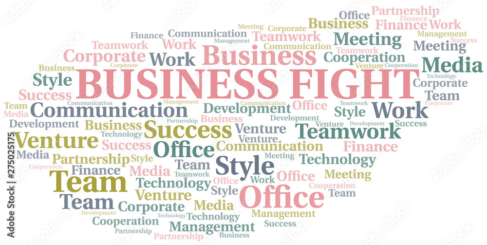 Business Fight word cloud. Collage made with text only.