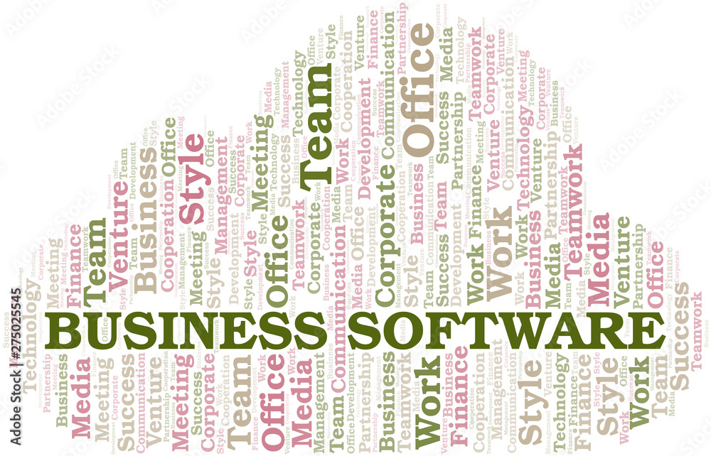 Obraz premium Business Software word cloud. Collage made with text only.