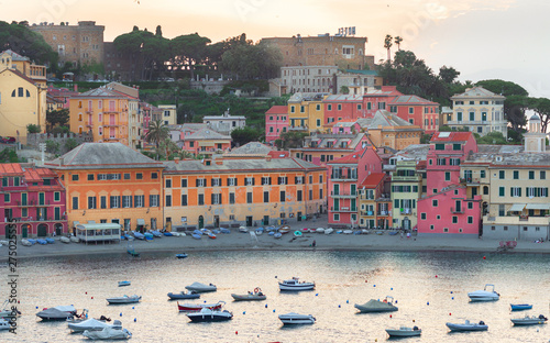 Sestri Levante, Genoa, Italy. Landscape of a beautiful bay in Sestri Levante