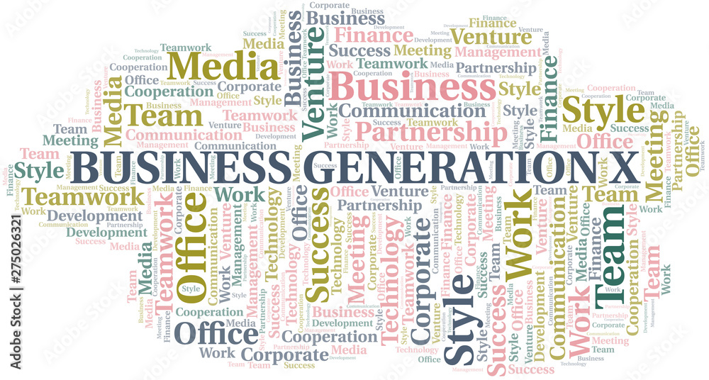 Business Generation X word cloud. Collage made with text only.