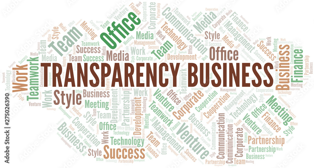 Transparency Business word cloud. Collage made with text only.