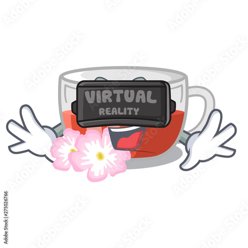 Virtual reality rosehip tea isolated with the cartoon