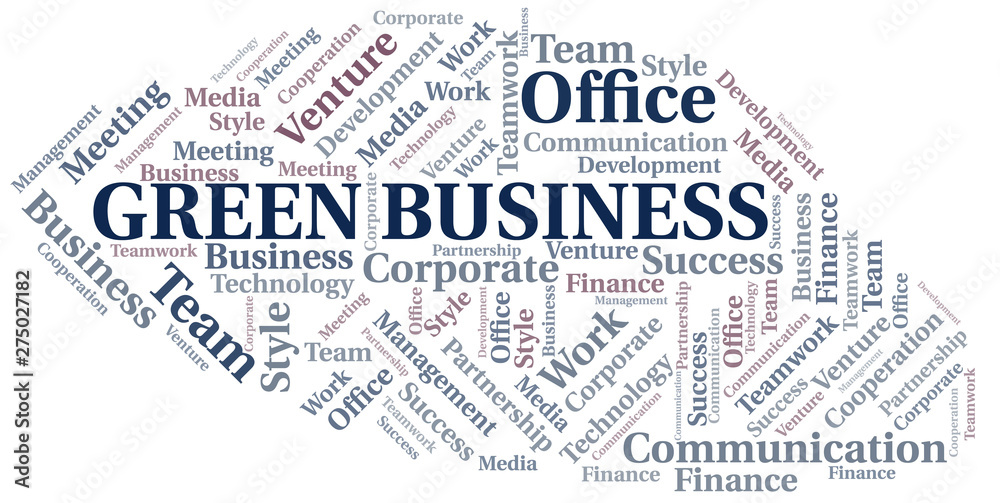 Green Business word cloud. Collage made with text only.
