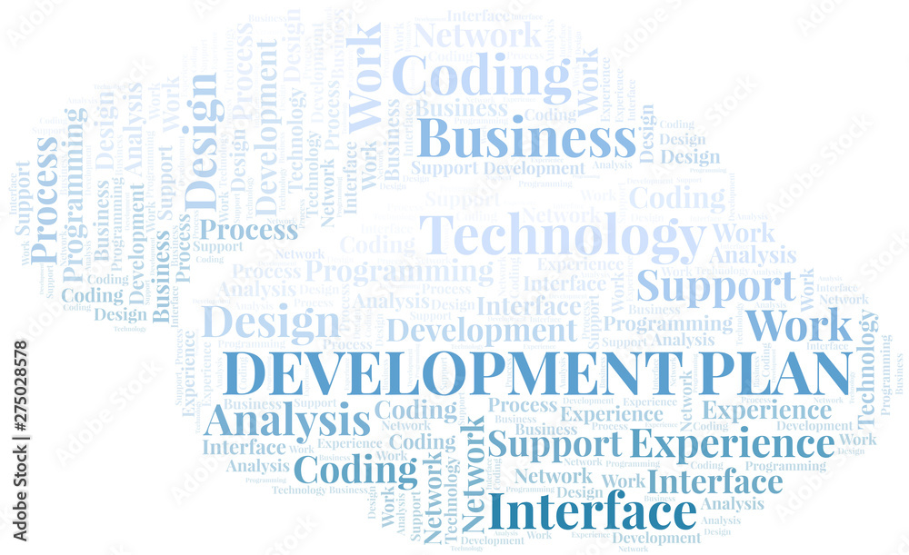 Development Plan word cloud. Wordcloud made with text only.
