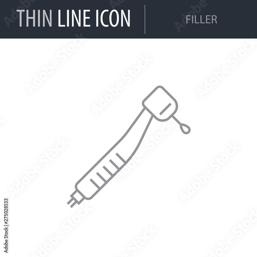 Symbol of Filler. Thin line Icon of Dentist Tools. Stroke Pictogram Graphic for Web Design. Quality Outline Vector Symbol Concept. Premium Mono Linear Beautiful Plain Laconic Logo