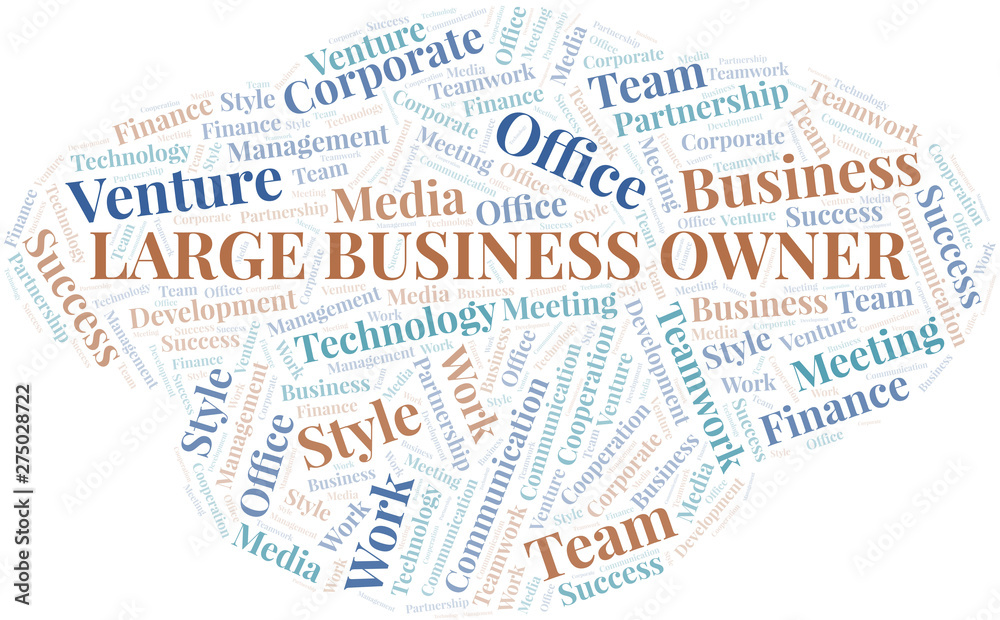 Fototapeta premium Large Business Owner word cloud. Collage made with text only.