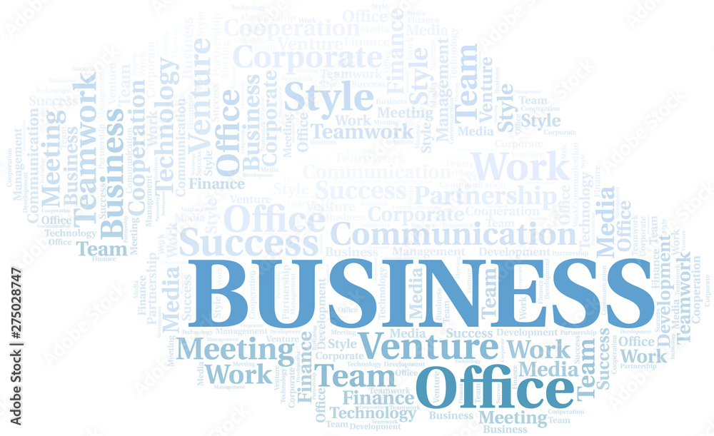 Business word cloud. Collage made with text only.