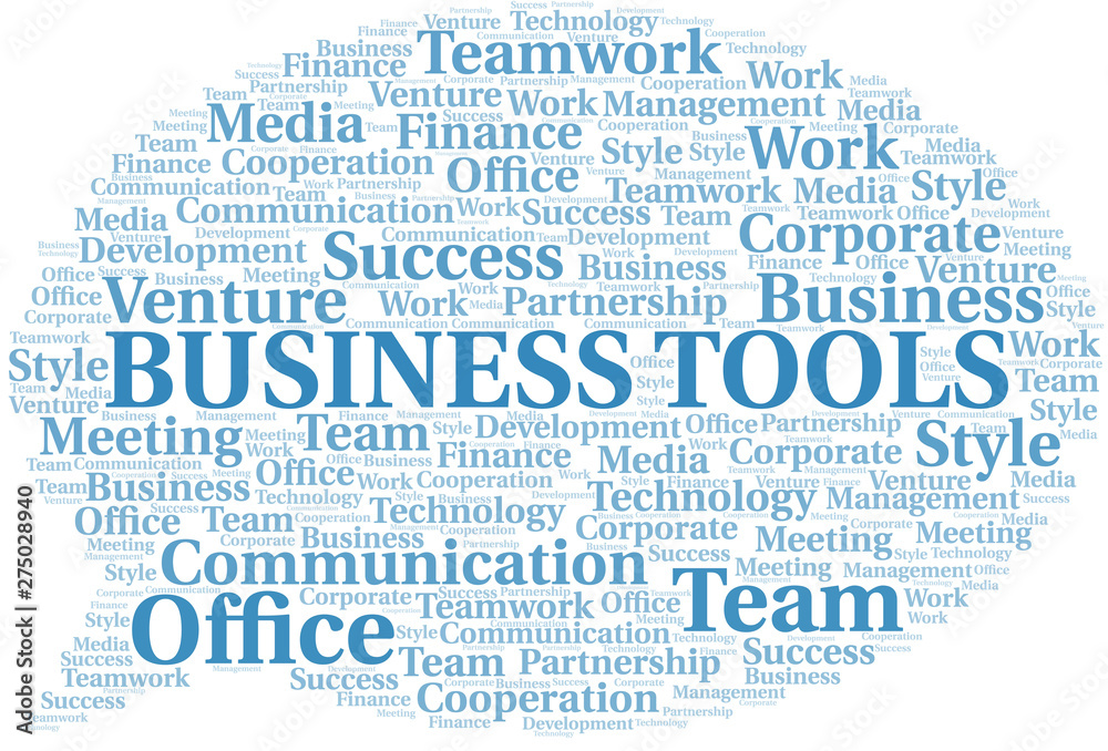 Business Tools word cloud. Collage made with text only. Business Tools word cloud. Collage made with text only.
