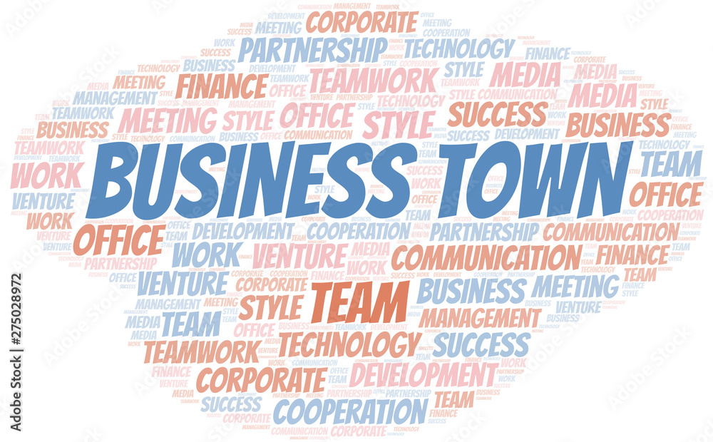 Fototapeta premium Business Town word cloud. Collage made with text only.