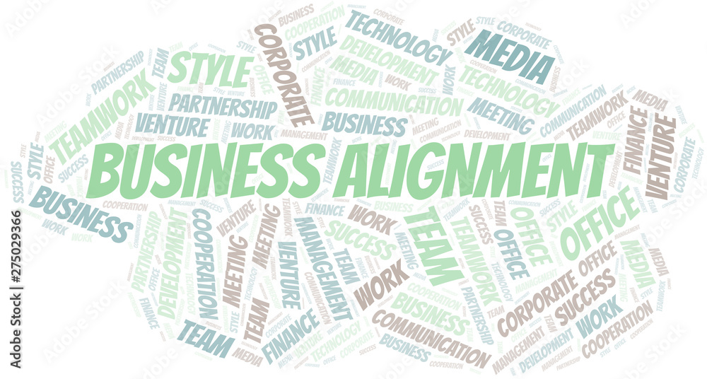 Business Alignment word cloud. Collage made with text only.