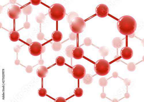 Chemical vector nanotechnology background with 3d macro molecules. Vector illustration for scientific, chemical, physical, educational and other projects.