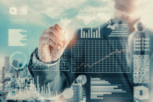 Wallpaper Mural Business success concept with mixed media and data graph.  Torontodigital.ca