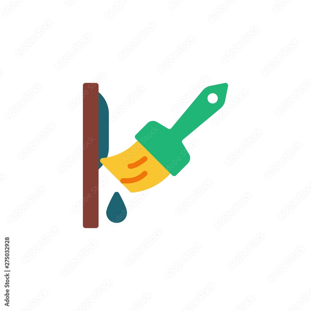 Wall painting flat icon, vector sign, Paint brush and wall colorful pictogram isolated on white. Symbol, logo illustration. Flat style design Wall painting flat icon, vector sign, Paint brush and wall colorful pictogram isolated on white. Symbol, logo illustration. Flat style design
