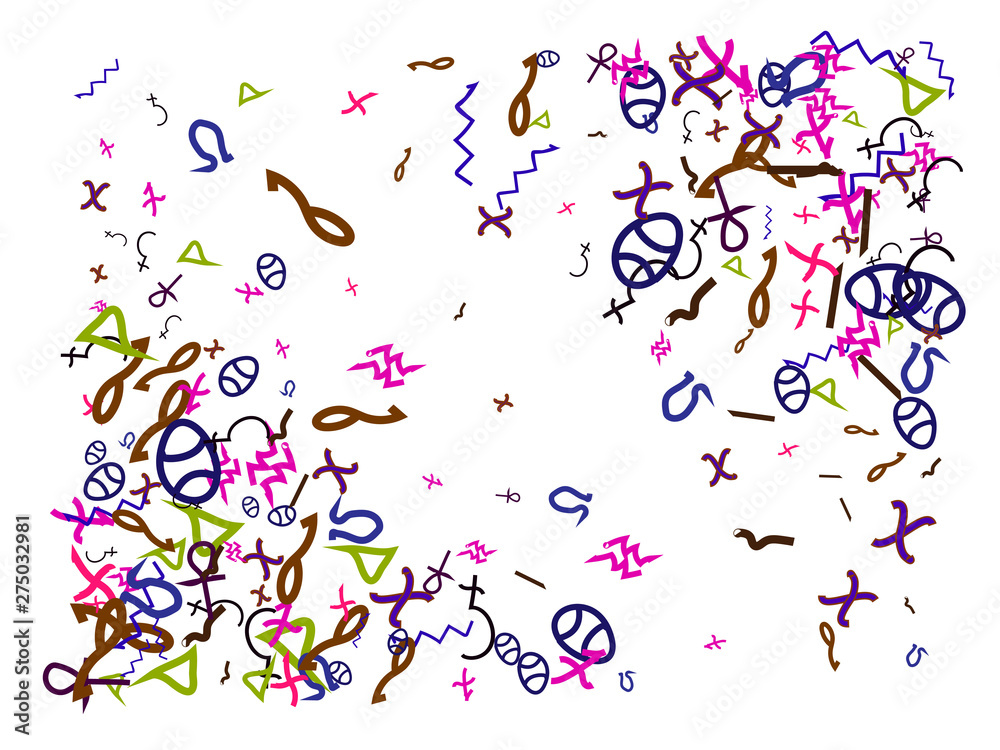 Egypt signs, hand drawn confetti futuristic. 