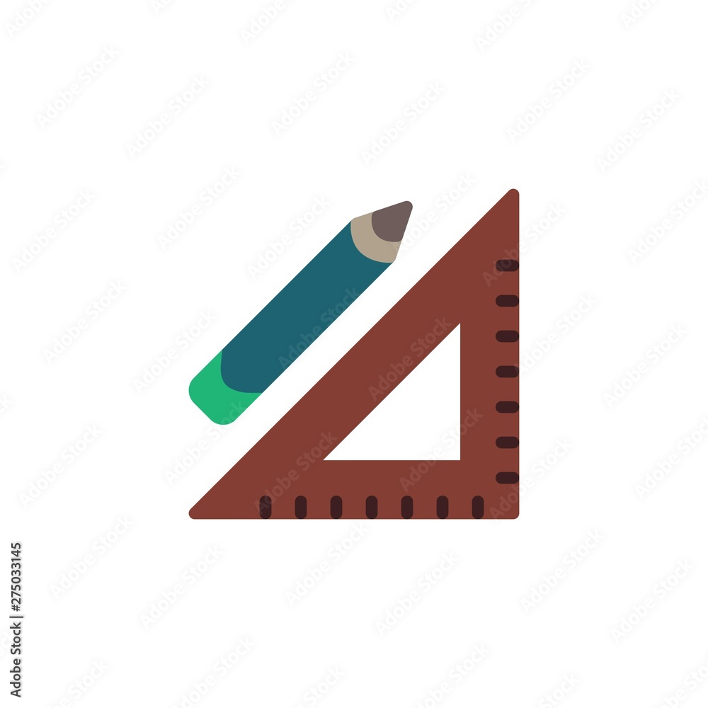 Ruler and pencil flat icon, vector sign, Architect tool colorful pictogram isolated on white. Symbol, logo illustration. Flat style design Ruler and pencil flat icon, vector sign, Architect tool colorful pictogram isolated on white. Symbol, logo illustration. Flat style design