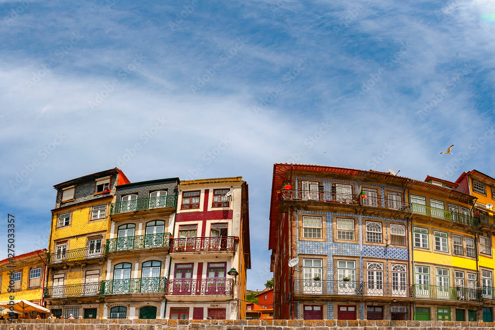 The Ribeira Square (Praca da Ribeira) area of Porto in Portugal