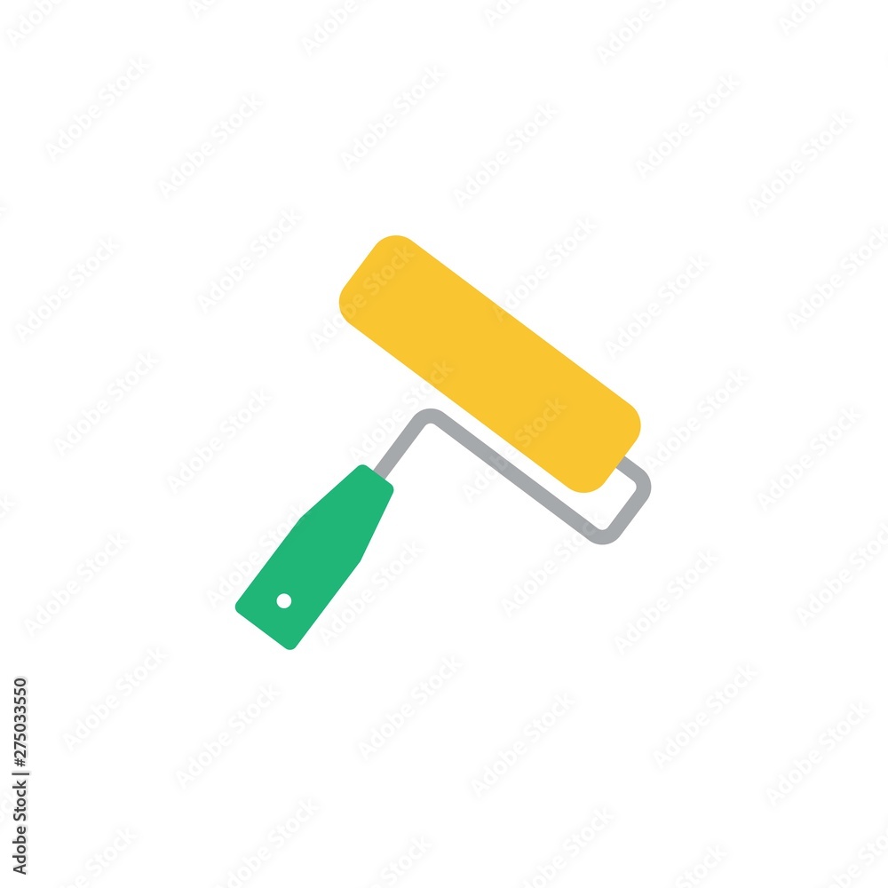 Paint roller flat icon, vector sign, Home repair tool colorful pictogram isolated on white. Symbol, logo illustration. Flat style design Paint roller flat icon, vector sign, Home repair tool colorful pictogram isolated on white. Symbol, logo illustration. Flat style design