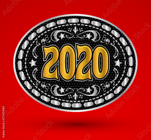 2020 Western Cowboy Belt Buckle vector illustration