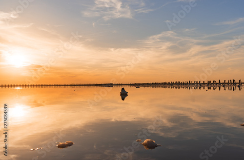 sunset on lake photo