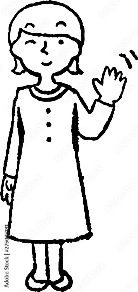 Monochrome Illustration of a Woman wearing a dress face and pose Monochrome Illustration of a Woman wearing a dress face and pose