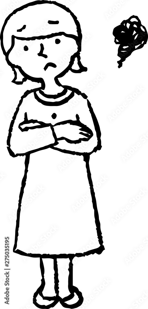 Monochrome Illustration of a Woman wearing a dress face and pose Monochrome Illustration of a Woman wearing a dress face and pose